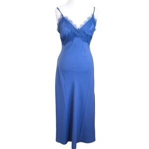 Ann Taylor Babydoll Fairy Satin Slip Dress Size 6 Blue Eyelash Feminine Coquette